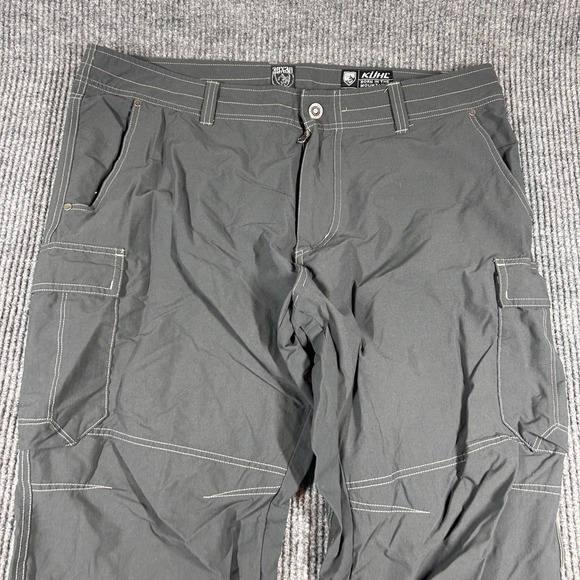 Kuhl Pants Men's 38x30 Renegade Cargo Charcoal Gray Nylon Spandex Hiking Outdoor - Picture 4 of 8